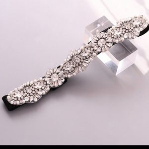 Elegant Crystal Embellished Black Belt